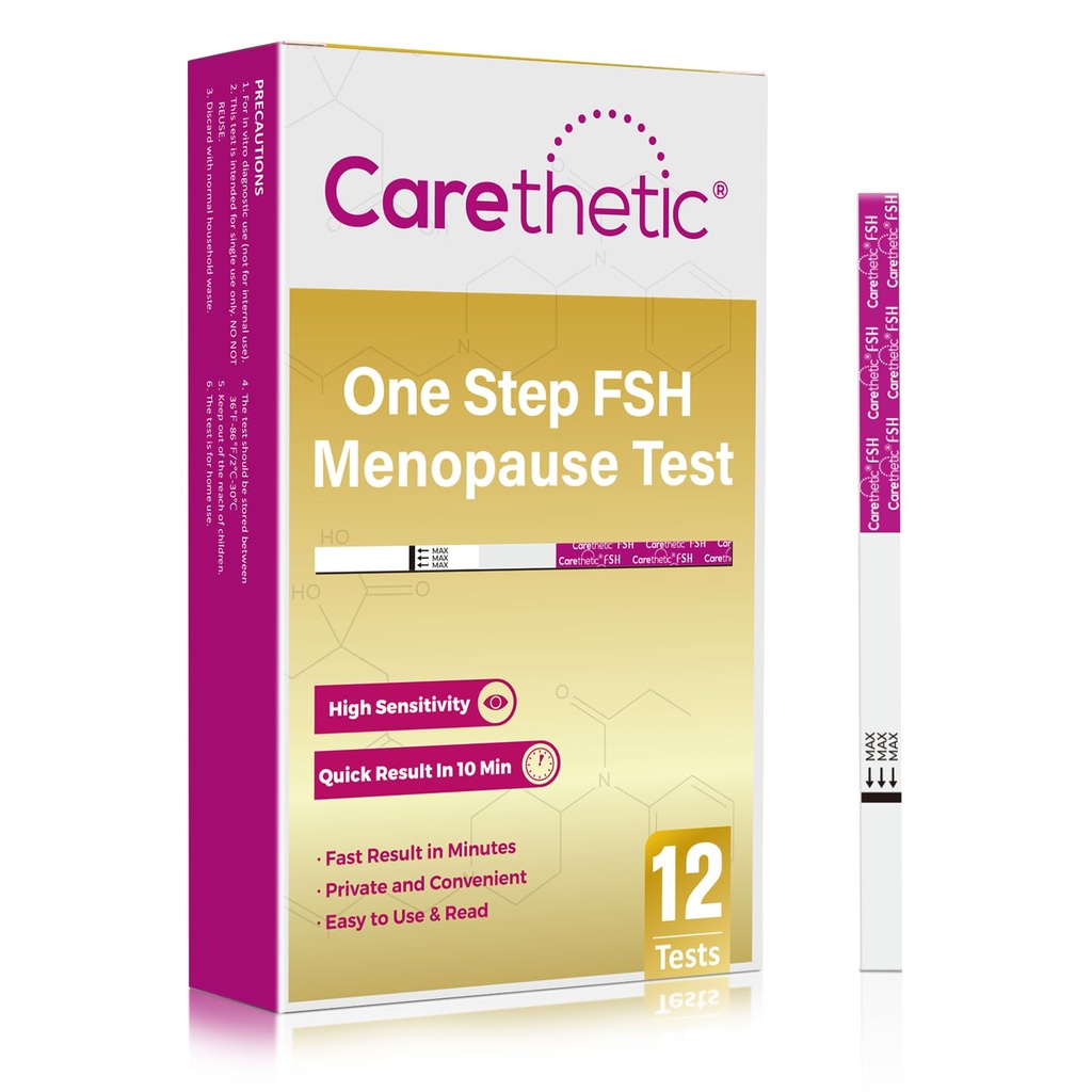 [12 Pack] Carethetic FSH Menopauze Test Strips - Snelle Thuis Menopauze Stage Test Kit, Hoge-gevoeligheid FSH detectie