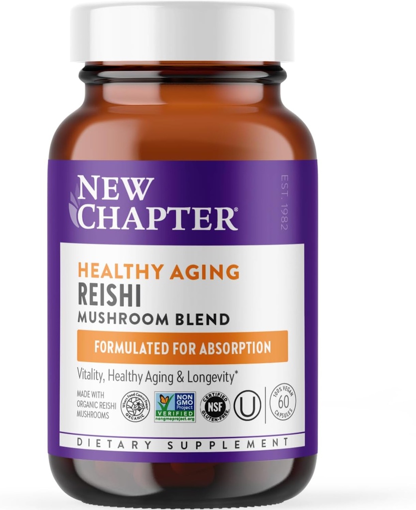 Nieuw hoofdstuk Reishi Paddestoelen - LifeShield Reishi for Healthy Aging + Organic Reishi Mushroom + Vegan + Non-GMO, Nootropic Ingredients - 60 ct