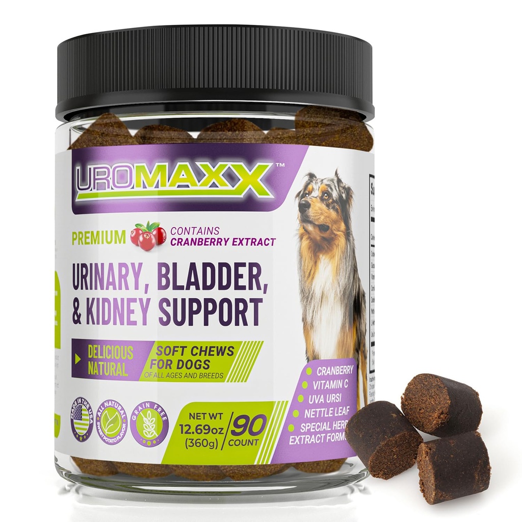 Honden urinetrek infectie behandeling, blaas & nier ondersteuning voor honden, krachtige huisdier verzorging, natuurlijke zachte kauwen met Cranberry & Glucosamine, Made in The USA, Chicken Flavor, 90 Tellen, 1 Pak