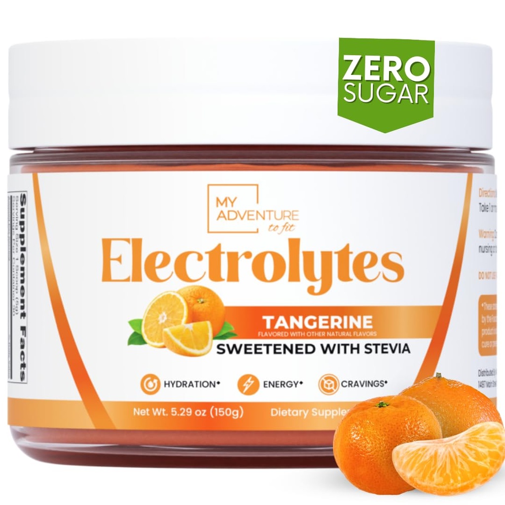 Zero Sugar - Tangerine Electrolytes Powder - Refreshing Hydration - Cafeïnevrije energie met alle natuurlijke ingrediënten - Vegan, Keto & Paleo - Suikervrije Elektrolyten Hydration Drink Mix - 30 porties