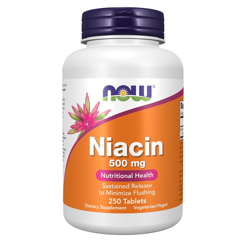 NOW Foods Supplements, Niacin (Vitamine B-3) 500 mg, Sustained Release, Nutritional Health, 250 tabletten