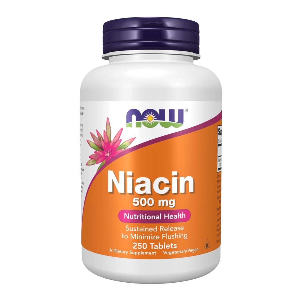NOW Foods Supplements, Niacin (Vitamine B-3) 500 mg, Sustained Release, Nutritional Health, 250 tabletten