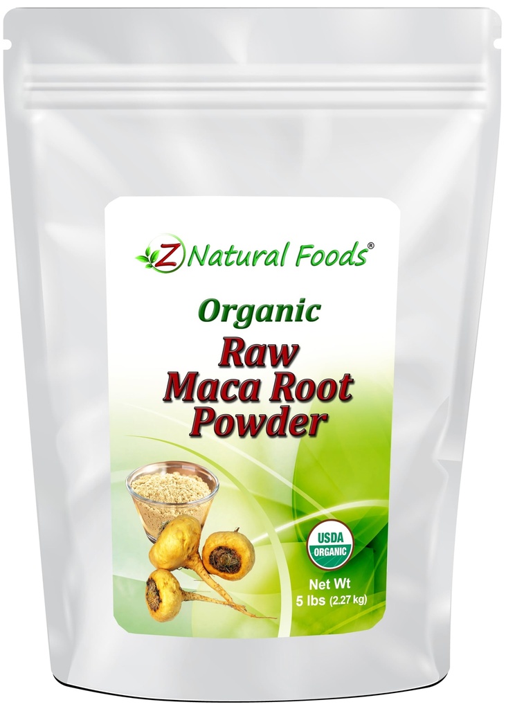 Poudre de racine de maca biologique - en vrac 5 lb Taille - Supplément Adaptogène Superfood - Rouge, Jaune et Noir Mélange cultivé au Pérou - Mélanger dans des boissons, jus, smoothies, et recettes - cru, végétalien, non OGM, sans gluten