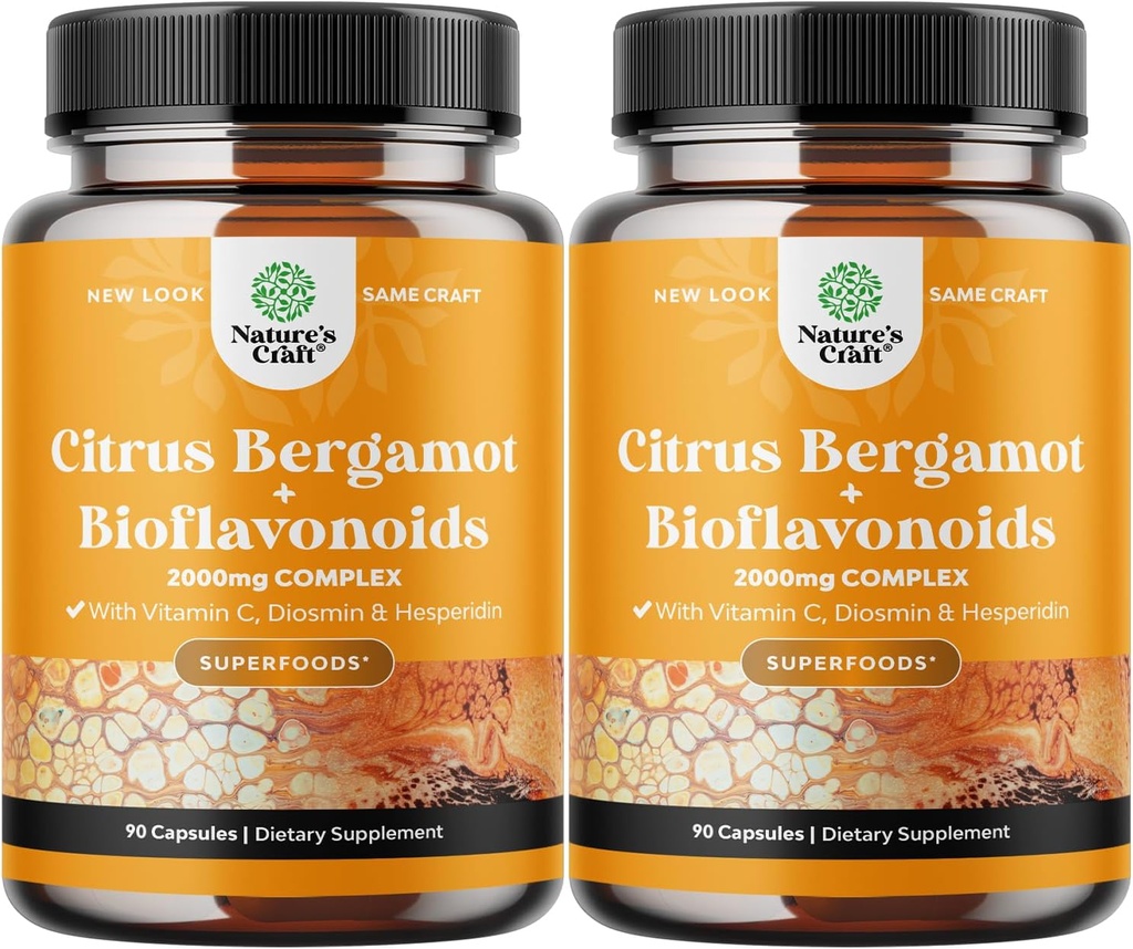 Citrus Bergamot Supplement met Citrus Bioflavonoïden - Ultimate Citrus Bioflavonoids Supplement met Citrus Bergamot Extract 1000 mg Rutin en Hesperidin voor Immunity & Heart Health Ondersteuning (2 maanden)