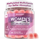 Vrouwen Multivitamine Gummy, Gemethyleerde Multivitamine voor vrouwen, Biotine, Methylfolaat, IJzer, Collageen, Vitaminen A C D, B Complex, Antioxidanten voor Vrouwen Dagelijkse Ondersteuning, Schoonheid, Immune, Geen Suiker, 60 Ct