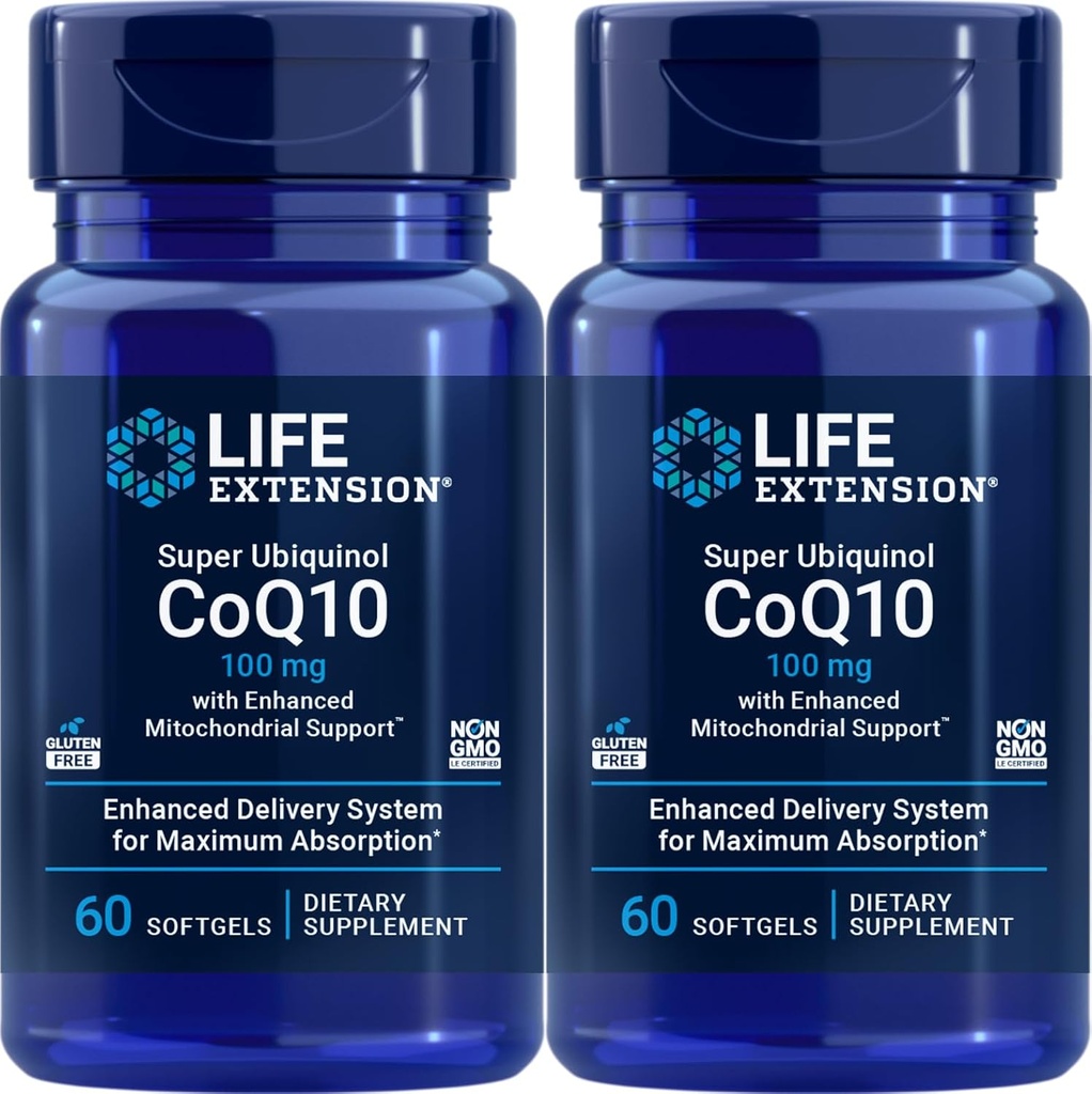 Life Extension Super Ubichinol CoQ10 met verbeterde Mitochondriale Ondersteuning 100 mg, 60 softgels (verpakking van 2)