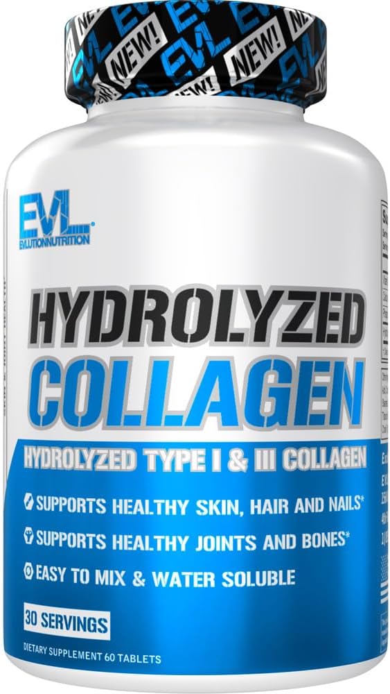 Evlutie Voeding Gehydrolyseerde Collageen - 1400mg Gehydrolyseerd Type I & III Collageen - Gezamenlijke + Bone Support - Huid + Haar + Nagel Supplement - Keto + Paleo - 30 Servers