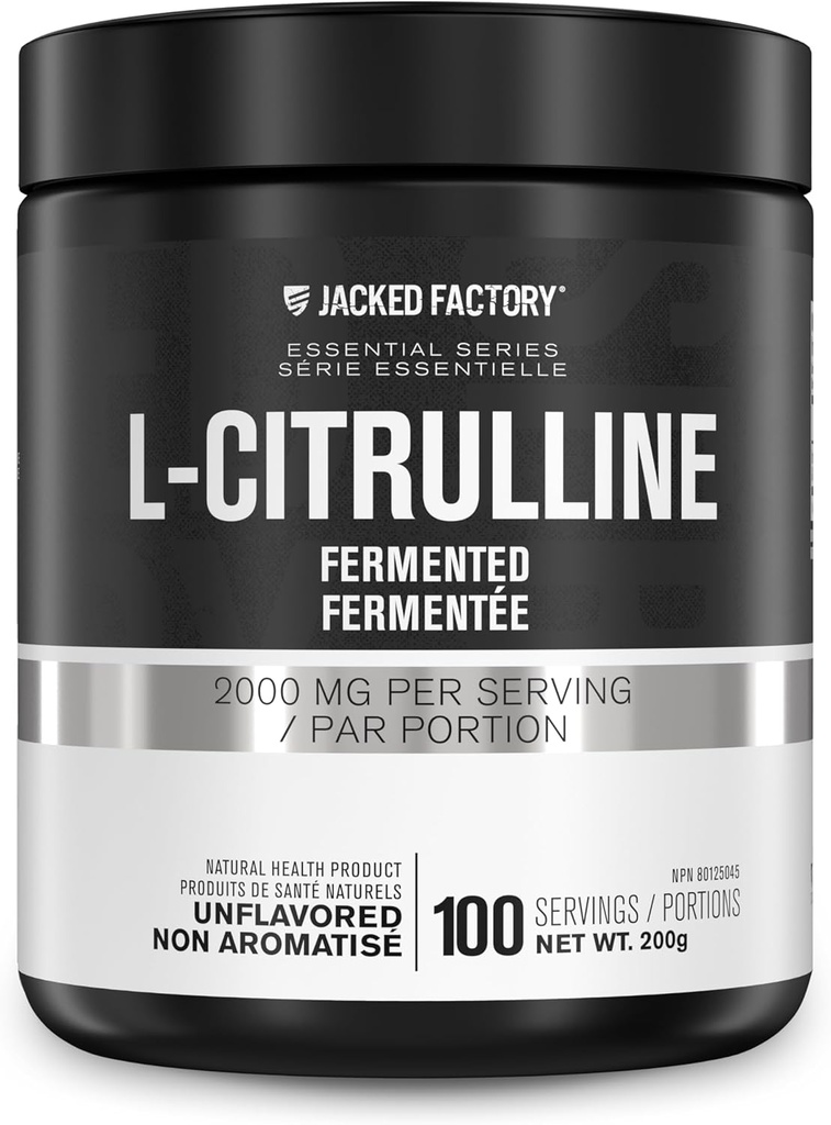 Ge Jacked Factory L-Citrulline - Gefermenteerd L Citrulline Poeder, Nitrikoxide Booster voor verhoogde bloedstroom, sterkte, & endurance - 100 porties, ongearomatiseerd