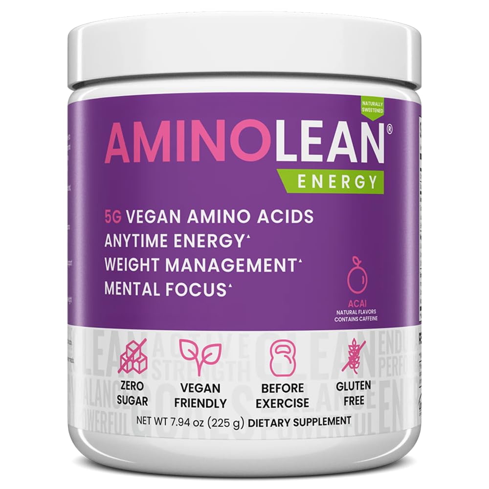 RSP NUTRITION AminoLean Natural Pre Workout Powder, Sucralose Free Amino Energy zonder kunstmatige kleurstoffen, Vegan BCAA's en gewichtsbeheer, Acai, 25 Serv