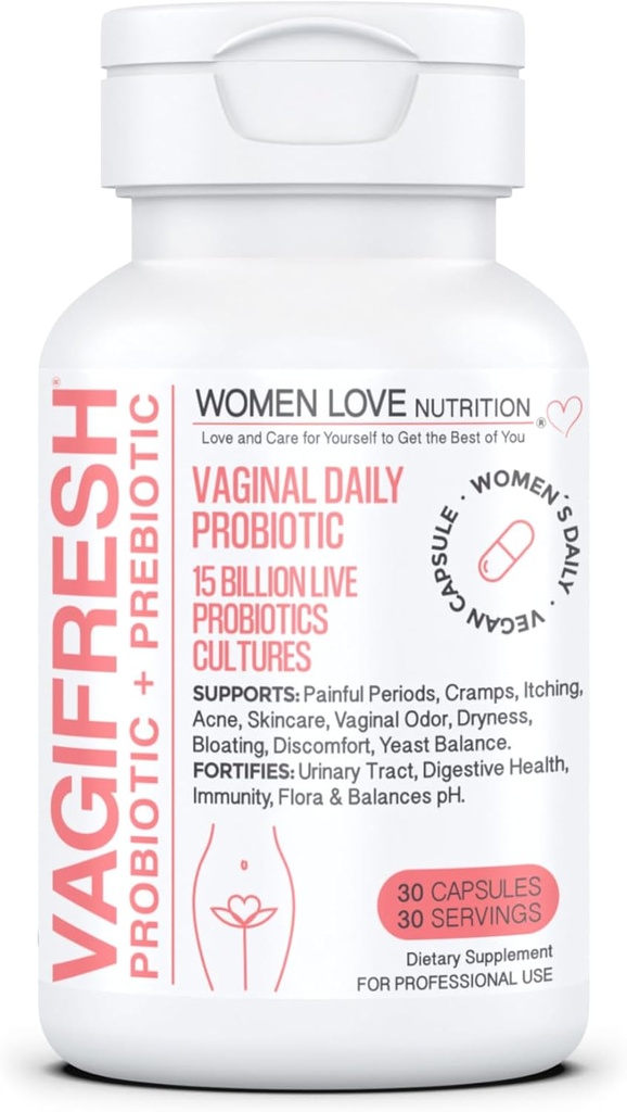 VAGIFRESH Vaginale Probiotica, pH-balans, Prebiotica & Lactobacillus. Women's Vaginaal Health Supplement - Healthy Vaginaal Odor & Flora, 30 Tel.