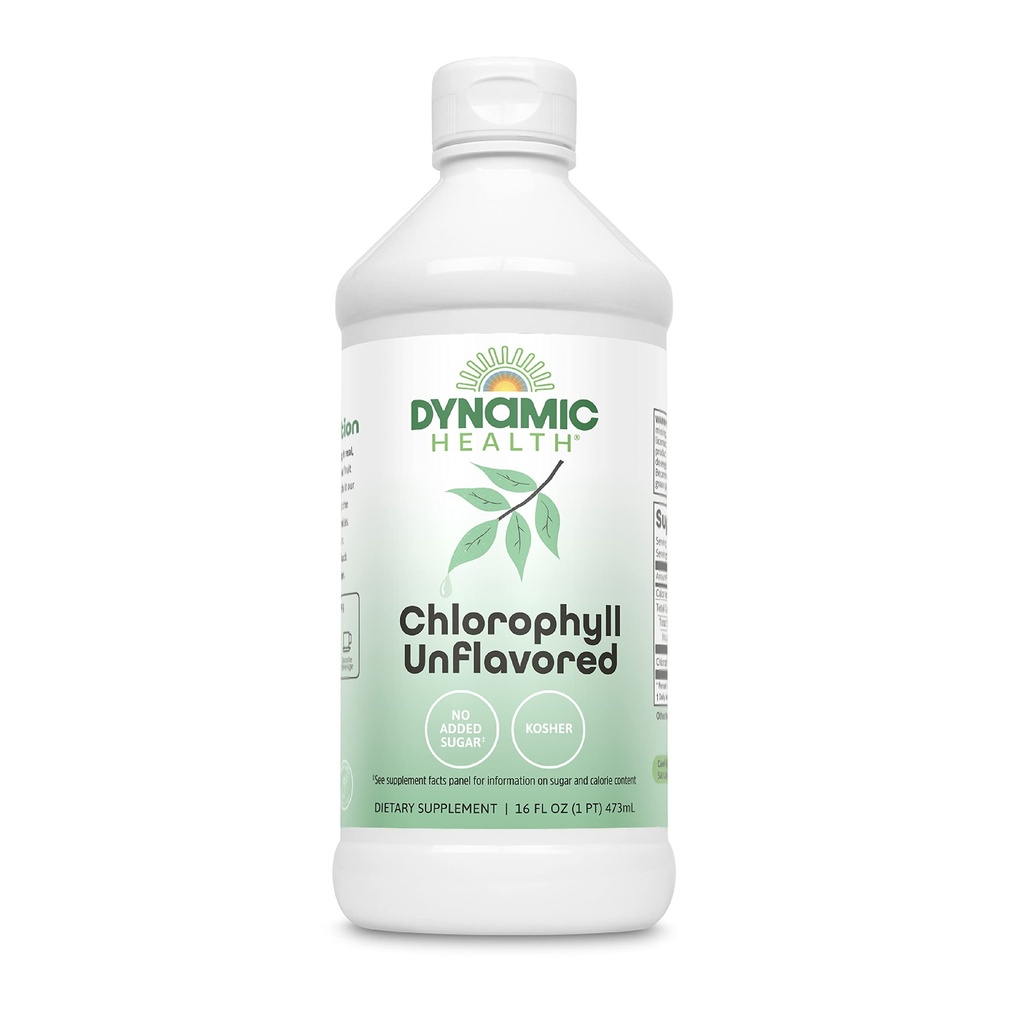 Santé dynamique Chlorophylle liquide non aromatisé 100 mg, Chlorophylline de cuivre de sodium avec Alfalfa et les feuilles de mûrier, nettoyage des plantes et désodorisant, Pas de sucre ajouté, 16 Fl Oz