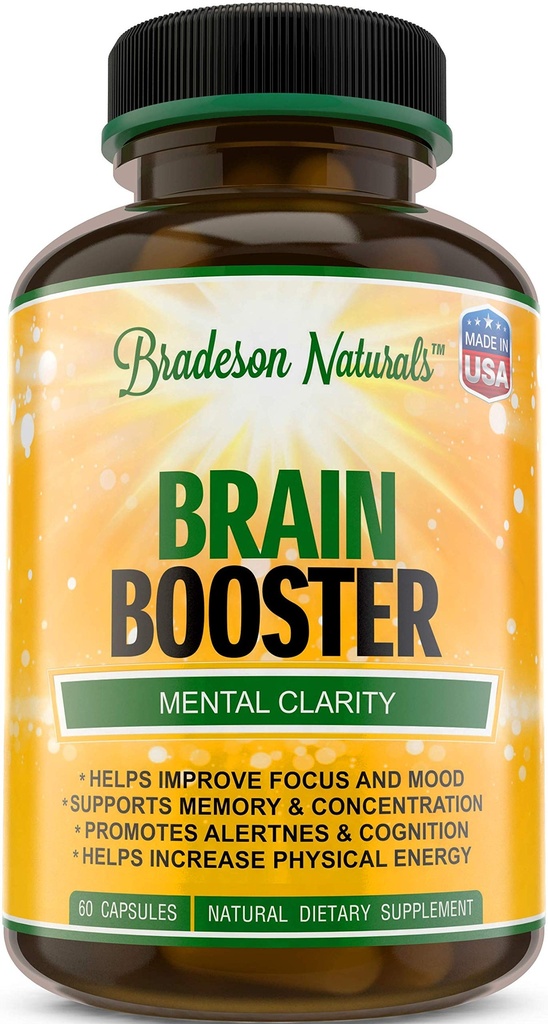 Brain Booster Supplement voor Focus, Geheugen, Helderheid en Energie. Nootropics Booster. Ontgrendel uw volledige potentieel - 60 capsules Made in USA