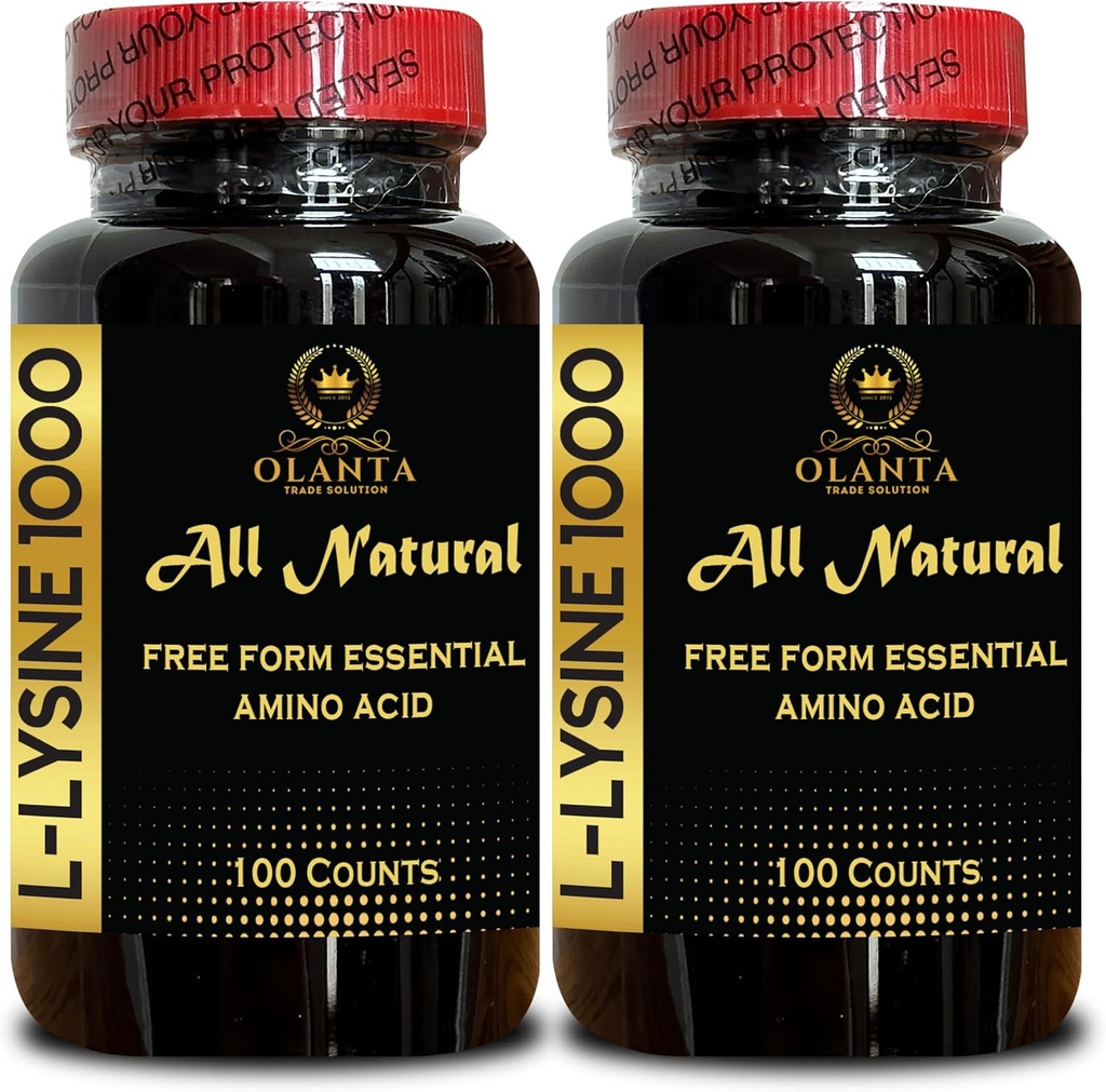 L-LYSINE 1000 mg Vrije vorm Aminozuur Essentieel - Pure 1000mg Aminozuur Supplement, Connective Weefsel Ondersteuning, Vrije vorm Aminozuren, Lysine Complex, Aminozuren - 2 Flessen 200 Tellen