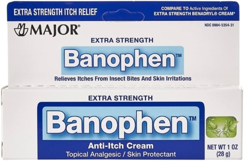 MAJOR Extra sterkte Banofen - Anti-Itch Cream - Topical Analgetic Skin Protectant - Helpt verlichten jeuk van Insect Bites en huid irritaties - 1 Oz. (1 Pack)