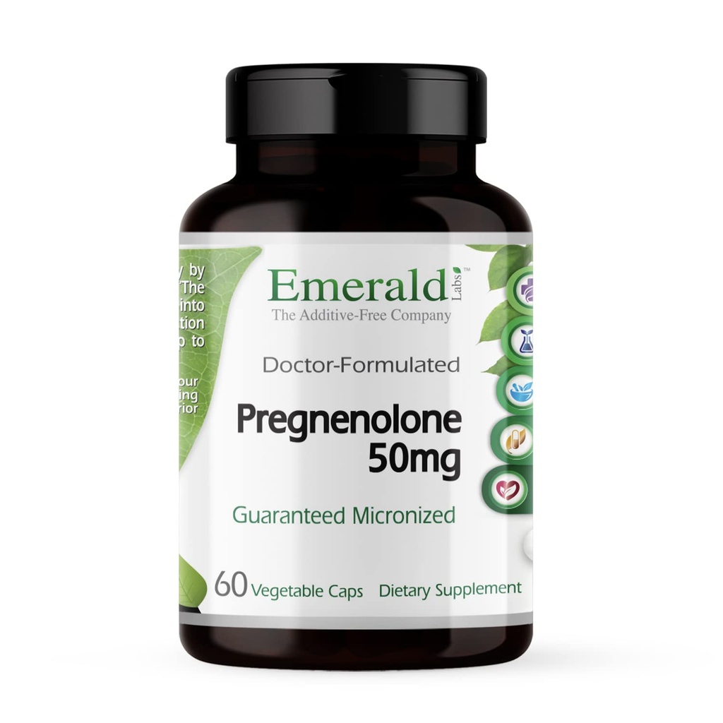 EMERALD LABS Pregnenolone 50mg - Supplément Wellness Premium pour aider la santé du cerveau, le soutien immunitaire et l'équilibre hormonal - sans gluten - 60 capsules végétales (30 jours d'approvisionnement)