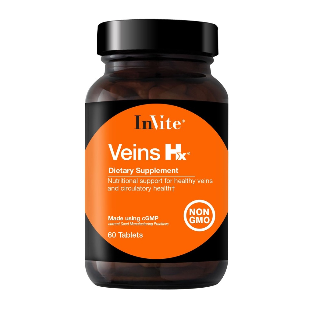 Inviter les veins de santé Hx® - soutient les veines et la santé circulatoire - contient de la vitamine C, des bioflavonoïdes d'agrumes, des graines de châtaigne de cheval, Gotu Kola, des fruits de la baie Bil - 60 comprimés
