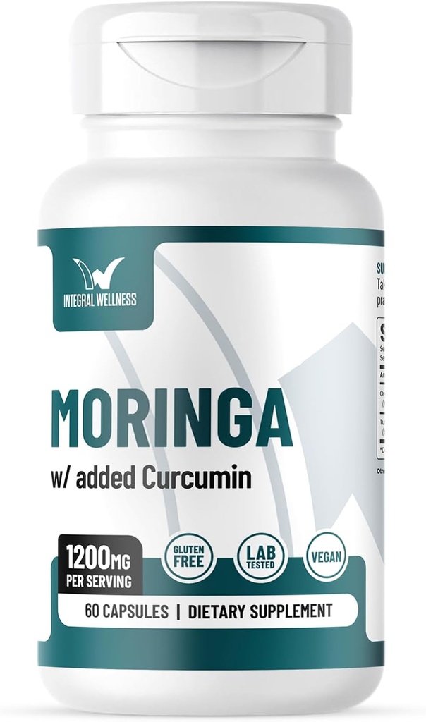 Moringa w/Curcumine Capsules (60 capsules) 1200mg per portie - 3rd Party Tested, Filler-Free