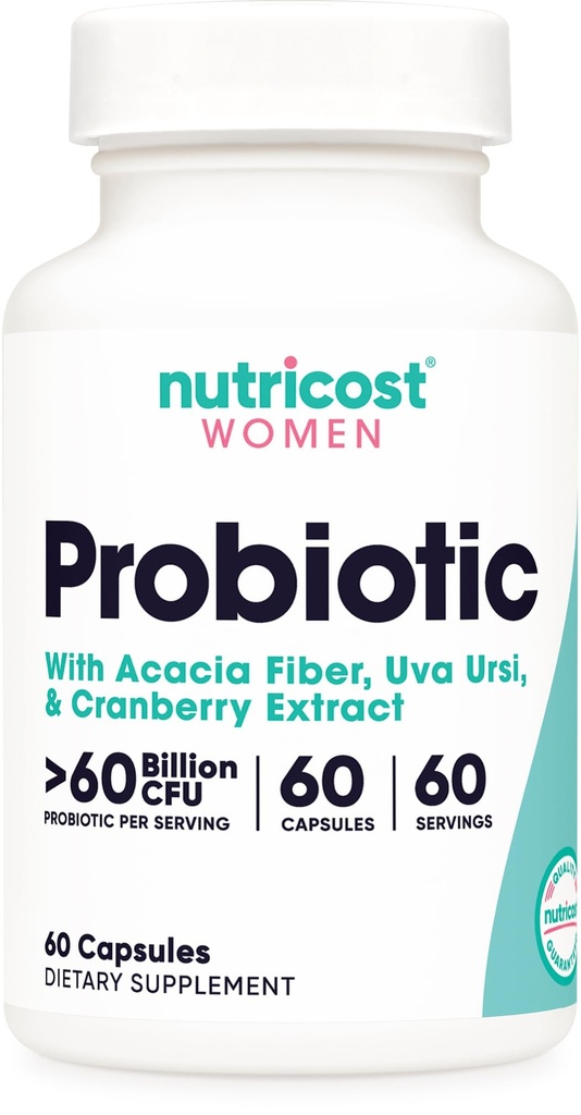 Nutricost Probiotic for Women 60 Miljard CFU, 60 Capsules, Complex with Acacia Fiber, Uva Ursi, & Cranberry Extract - Non-GMO & Glutenvrij
