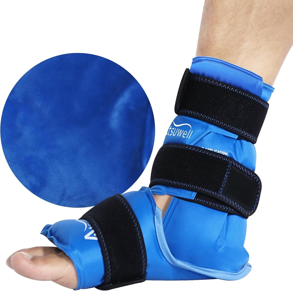 Atsuwell Enkel Ice Pack Wrap, Herbruikbare Ice Pack voor Enkel, Grote Gel Cold Pack Voet voor Koude Compressie, Flexibele Heel Gel Pack voor Mannen Vrouwen, Ontspanning