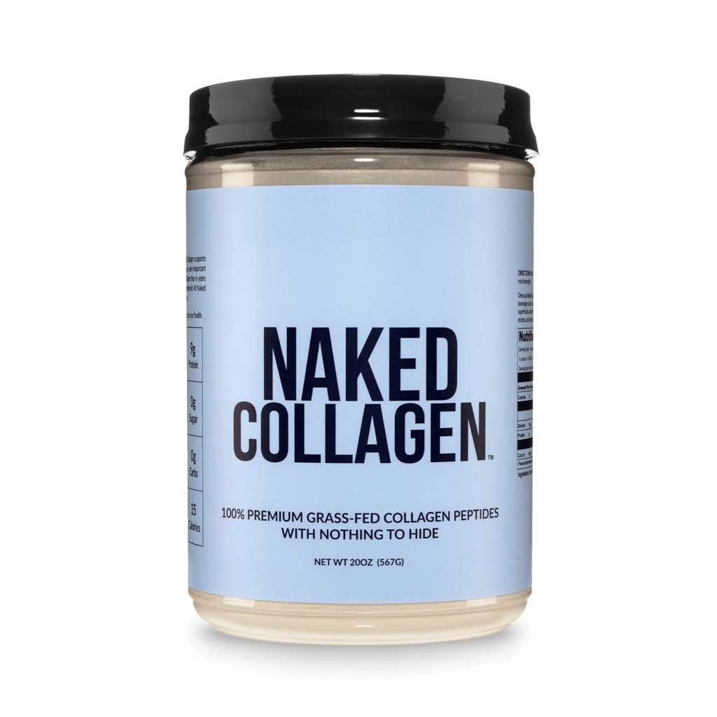 Naked Collageen Peptides Proteine Powder, 60 Servers, Pasture-Raised, Unflavored Grass-Fed Hydrolyzed Collageen Supplement, Paleo Friendly, Non-GMO, Keto, Glutenvrij, 20oz