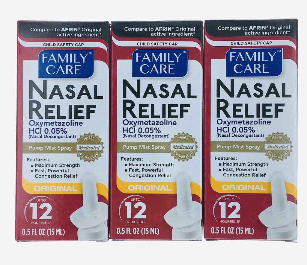 Spray pour pompe de protection nasale pour soins familiaux .5OZ [ Paquet de 3 ]