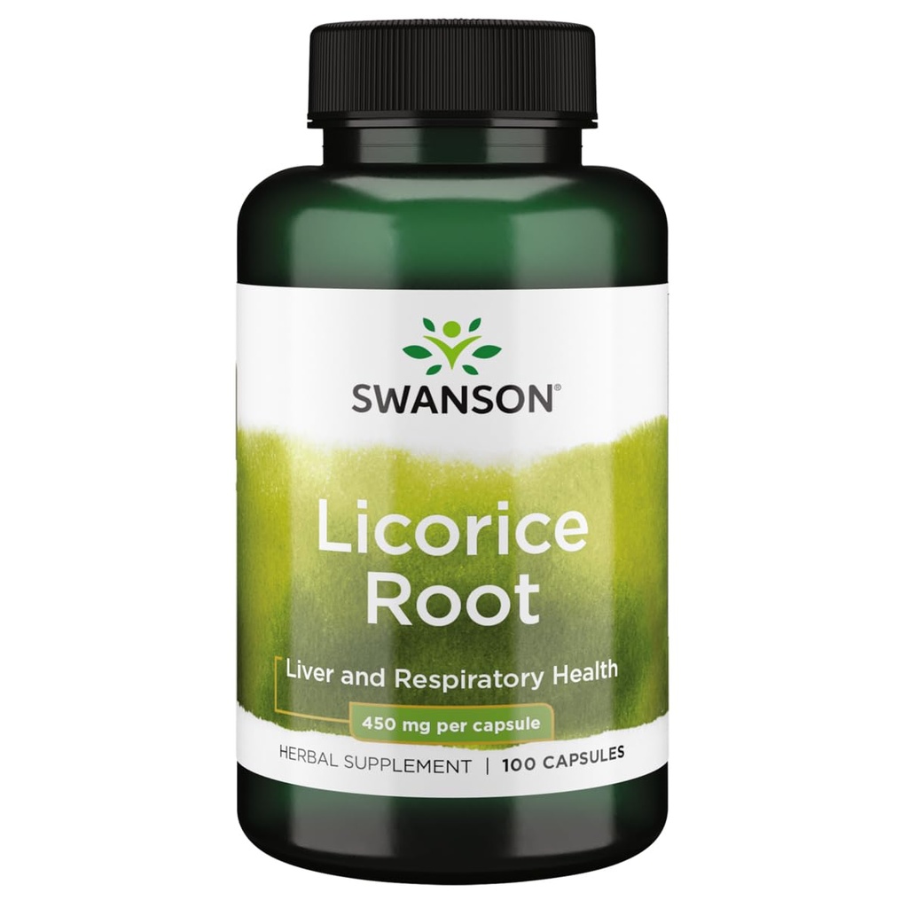 Swanson Premium Merk Licorice Root 450 Milligrammen 100 Capsules