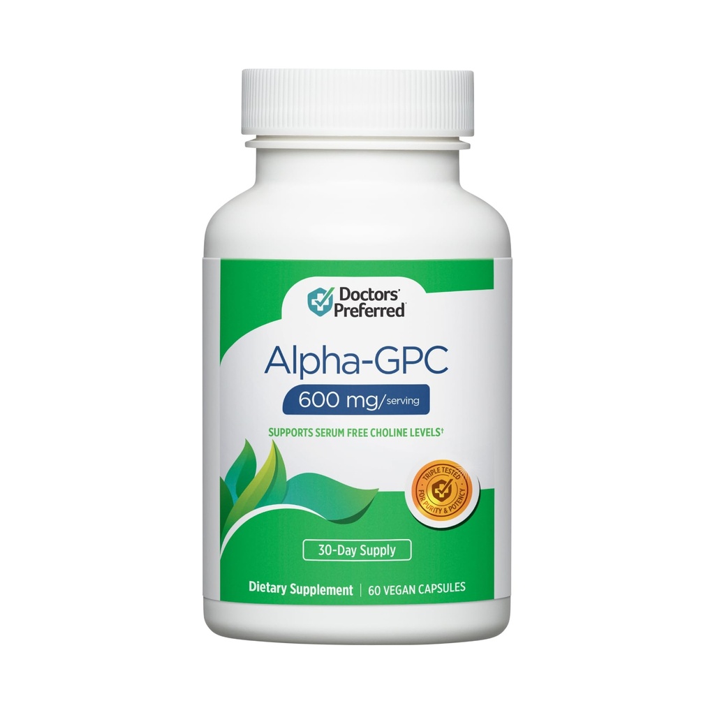 Doctors' preferred Alpha GPC supplement - Premium Formula. 600 MG/Serving, 60 Vegan Capsules, 30 dagen