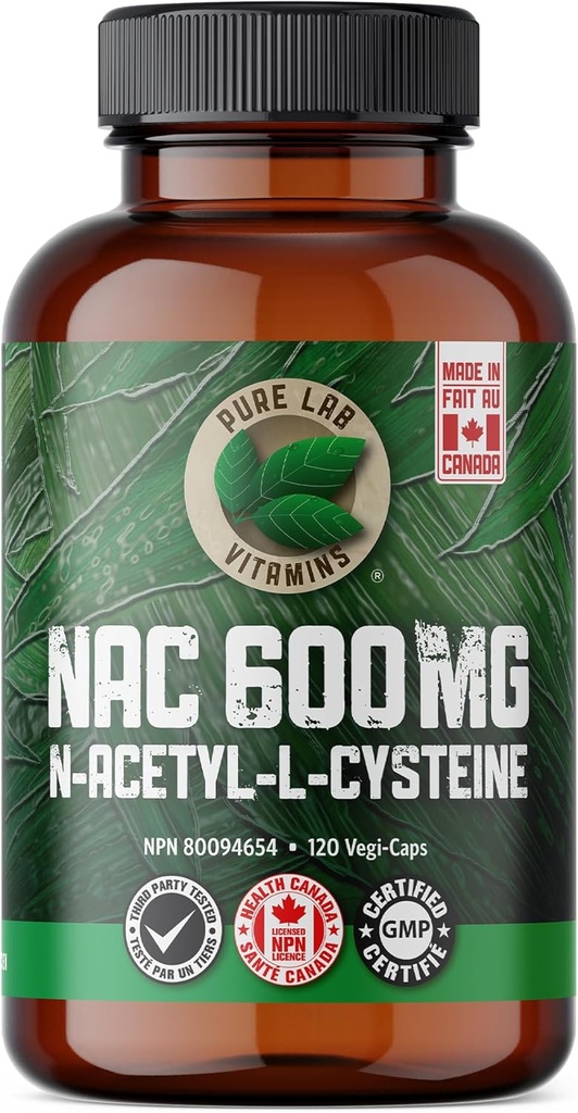 Pure Lab Vitaminen NAC (N-Acetyl-Cysteine) 600 mg - 120 caps Made in Canada