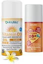 ANUMED Bundle Natural Cream with Vitamine (D3 10.000 IE Oil-Free) + (D3 with K2 10.000 IE Travel Size 2oz) Krachtige ingrediënten met Hyaluronzuur, Magnesium, Vitamine E, Zink, Vitamine B3. Non-GMO