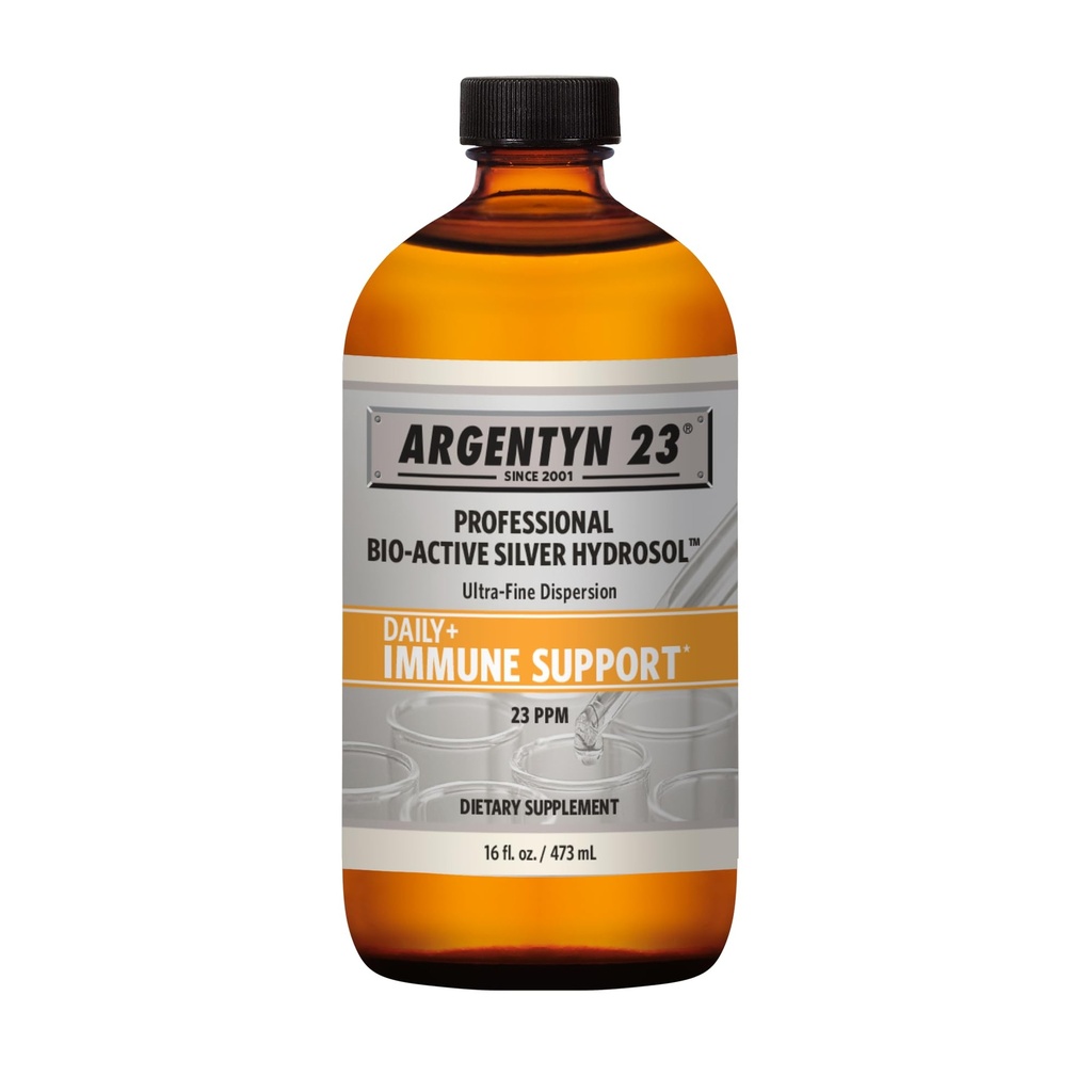 Argentyn 23 Soutien immunitaire professionnel - Argent colloïdal, hydrosol en argent bioactif, 23 ppm, haut de torsion liquide, 16 Fl Oz (473 ml)
