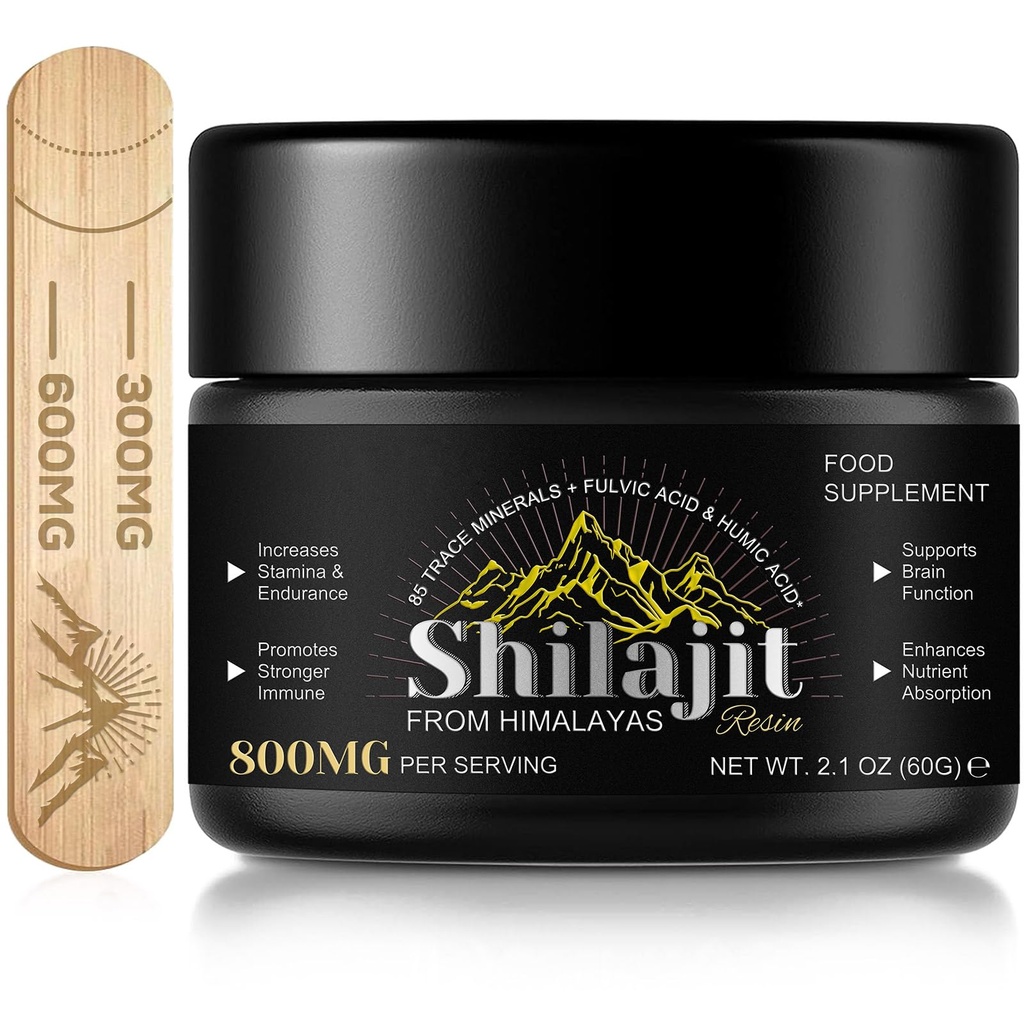 Shilajit Pure Himalaya Resin,Pure Shilajit met 85+ Trace Minerals & Fulvic Acid for Energy and Immune of Men and Women 2.1 OZ (4 maanden aanbod)