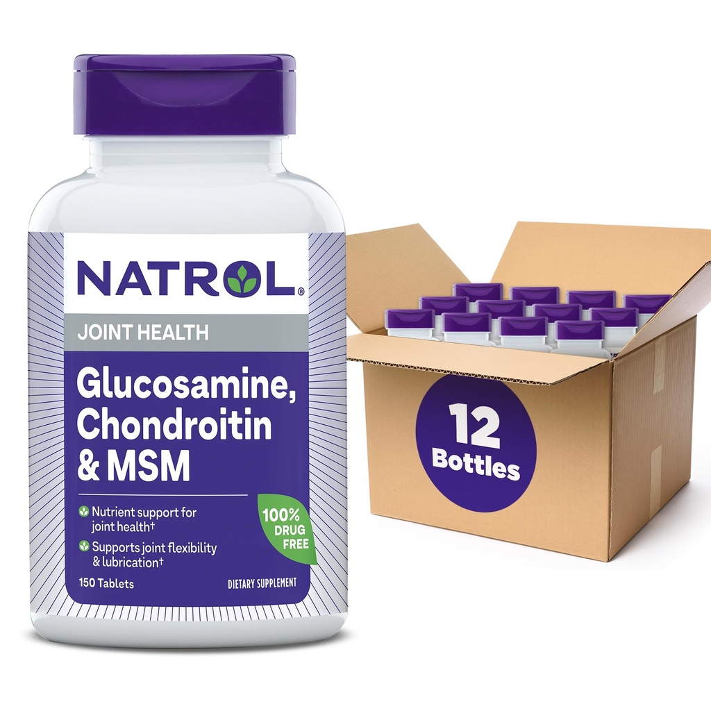 Natrol Glucosamine Chondroitine en MSM tabletten, 150-Count (verpakking van 12 tabletten)
