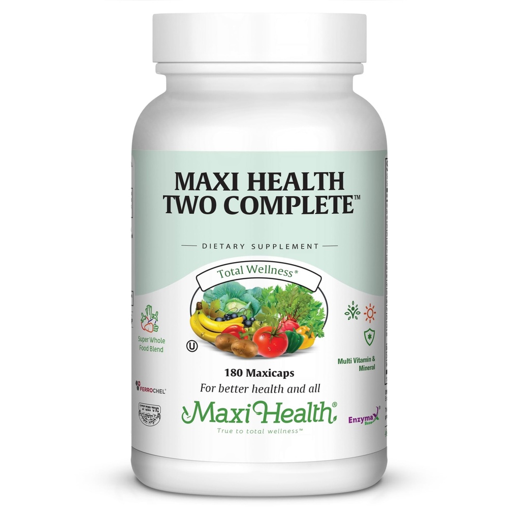 Maxi Health Two Complete - Multivitaminen en mineralen - Volledige Potentie - 180 Capsules - Kosher