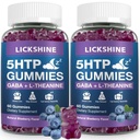 2 Pack 300MG 5-HTP GABA Sleep Supplement Gummies met 200mg L-Theanine Supplement voor Hersenen, Mood Stabilizer en Slaapondersteuning, Melatonine-Free, Omega 3-6-9 voor Natuurlijke Zzzs, Blueberry Flavor