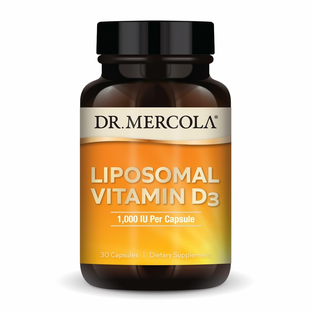 Dr Mercola Vitamine Liposomique D3 - Soutient la santé cardiaque, osseuse et immunitaire - 1000 UI par portion - Sans OGM, sans soja et sans gluten - 30 capsules (30 portions)