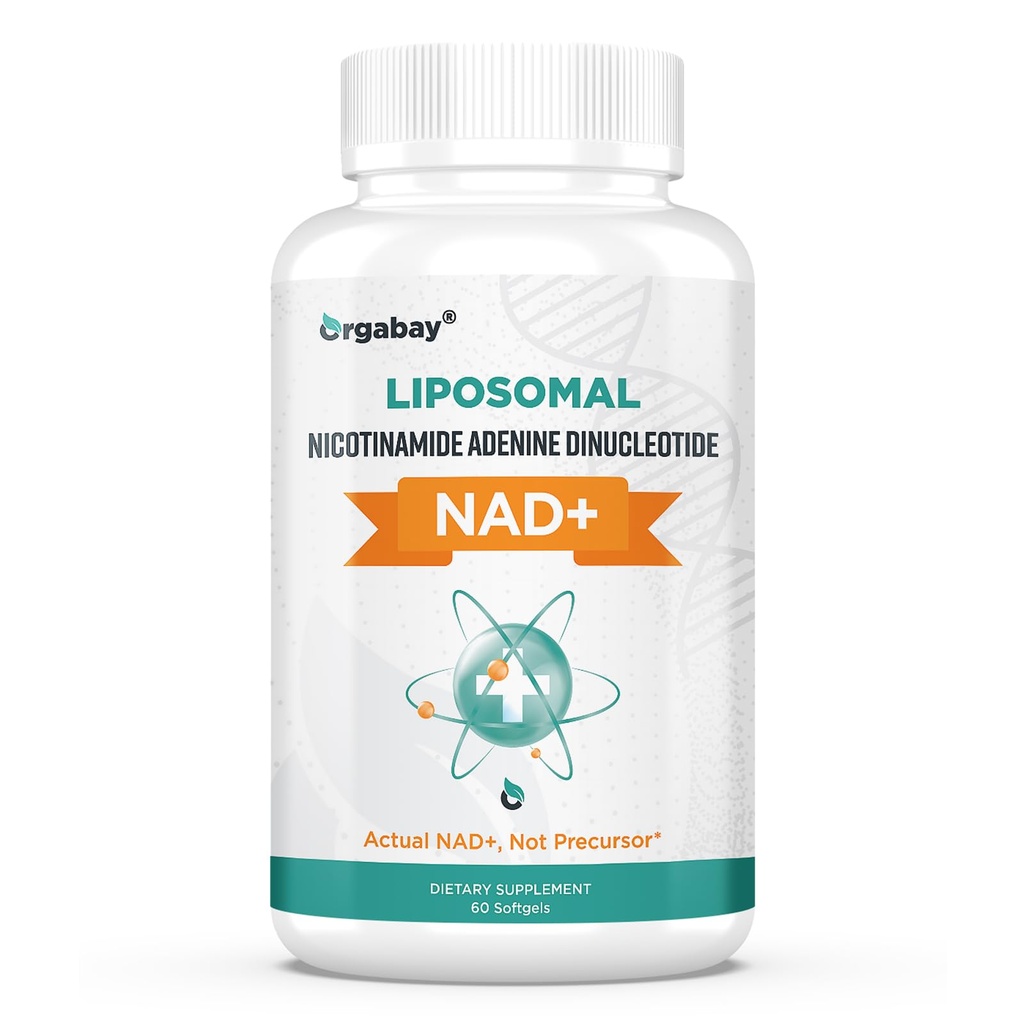 Orgabay Liposomale NAD+ Supplement 500 mg, Hoge Absorptie, Boost NAD+ met TMG 250 mg, Werkelijke NAD Plus Efficiënter dan Nicotinamide Riboside, Ondersteuning Cellular Energy, Gezond Verouderen 60 Softgels