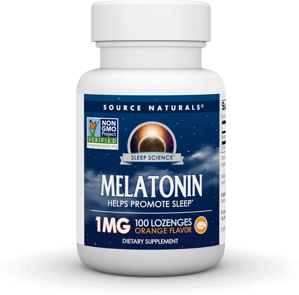 Source Naturals Sleep Science Melatonin 1 mg, 100 Orange Flavored Lozenges
