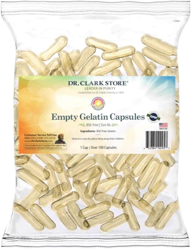Dr. Clark Store Lege Capsules Formaat 00 1 Beker (ca. 120 capsules), Perfect voor DIY-supplementen, Vegetarisch-Vriendschappelijk, Halal & Kosher Gecertificeerd, BSE-vrij