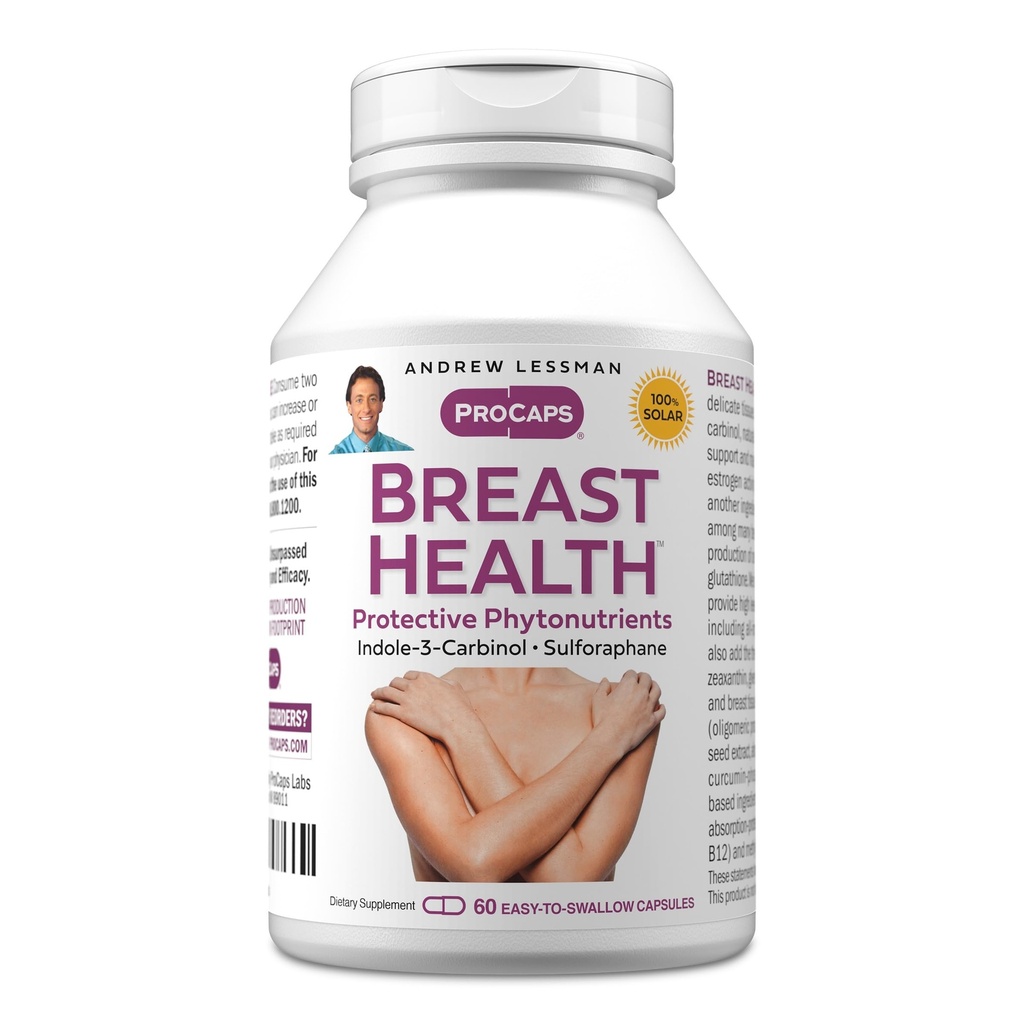ANDREW LESSMAN Borstgezondheid 60 Capsules - Biedt beschermende stoffen voor natuurlijke ondersteuning van het delicate weefsel van de borst, met Indole-3-Carbinol, Sulforaphane, Green Tea Extract, en meer
