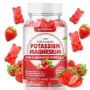 softbear Gommies de potassium pour adultes, supplément de potassium de magnésium à haute absorption avec vitamine B6 pour les crampes des jambes et santé musculaire Fraise végétalienne sans sucre 60 Gommies