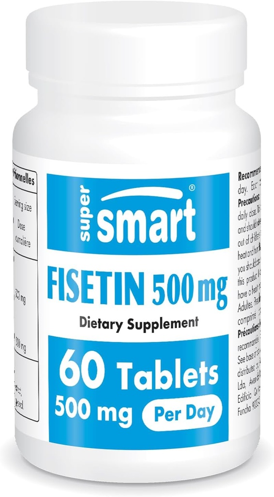 Supersmart - Fisetin 500 mg per dag (Easy-to-Take) - 98% Pure Fisetine Supplement - Hoog Biobeschikbaarheid Polyfenol - Krachtige Senolytische Activator 