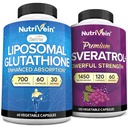 Nutrivein Supplément de glutathion liposomique et supplément de resvératrol: Glutathion liposomique haute absorption et capsules de resvératrol pour le soutien nutritionnel