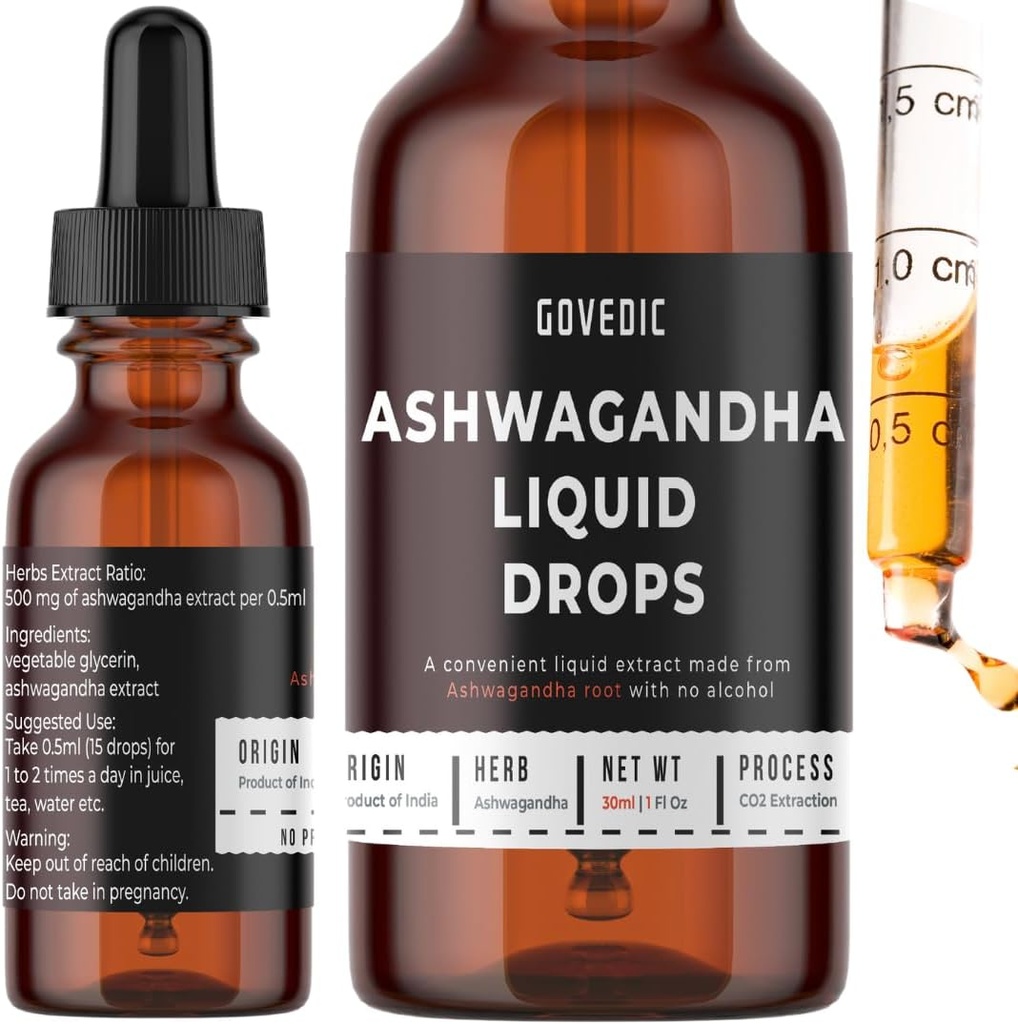 Ashwagandha Liquid Drops Overwogen 1 Fl Oz 30ml 