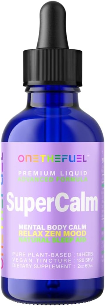 Super Calm 2oz. Plant-Based Mental Health Nerveus Kalmerend Lichaam Zenuwen Relax 100% Natural Magnesium Supplement Pure Vegan 14-in-1 Kruiden Kamille + Tinctuur Liquid
