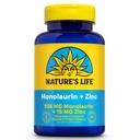 Nature's Life Monolaurin Plus Zinc Immune Support Supplément - 936mg Monolaurin de noix de coco crues, Zinc 15mg, Soutient la santé Gut, Gut équilibré Flora, Garantie de 60 jours, 45 Servir, 90 Capsules végétariennes