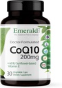 EMERALD LABS CoQ10 200mg - Premium Wellness Supplement met Natuurlijke Vitamine E - Ondersteunt Antioxidant, Circulatie, Energie & Hartgezondheid - 30 Capsules (30 dagen supply)