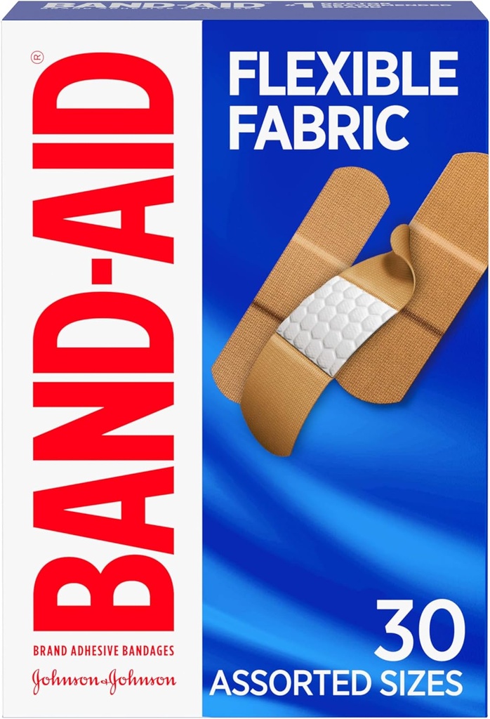 Band-Aid merk Flexibele stof lijm Bandages, Comfortabele Steriele Bescherming & Wound Care for Minor Cuts & Burns, Quilt-Aid Technologie om Kussen Pijnlijke Wonden, Assortimentsformaten, 30 ct