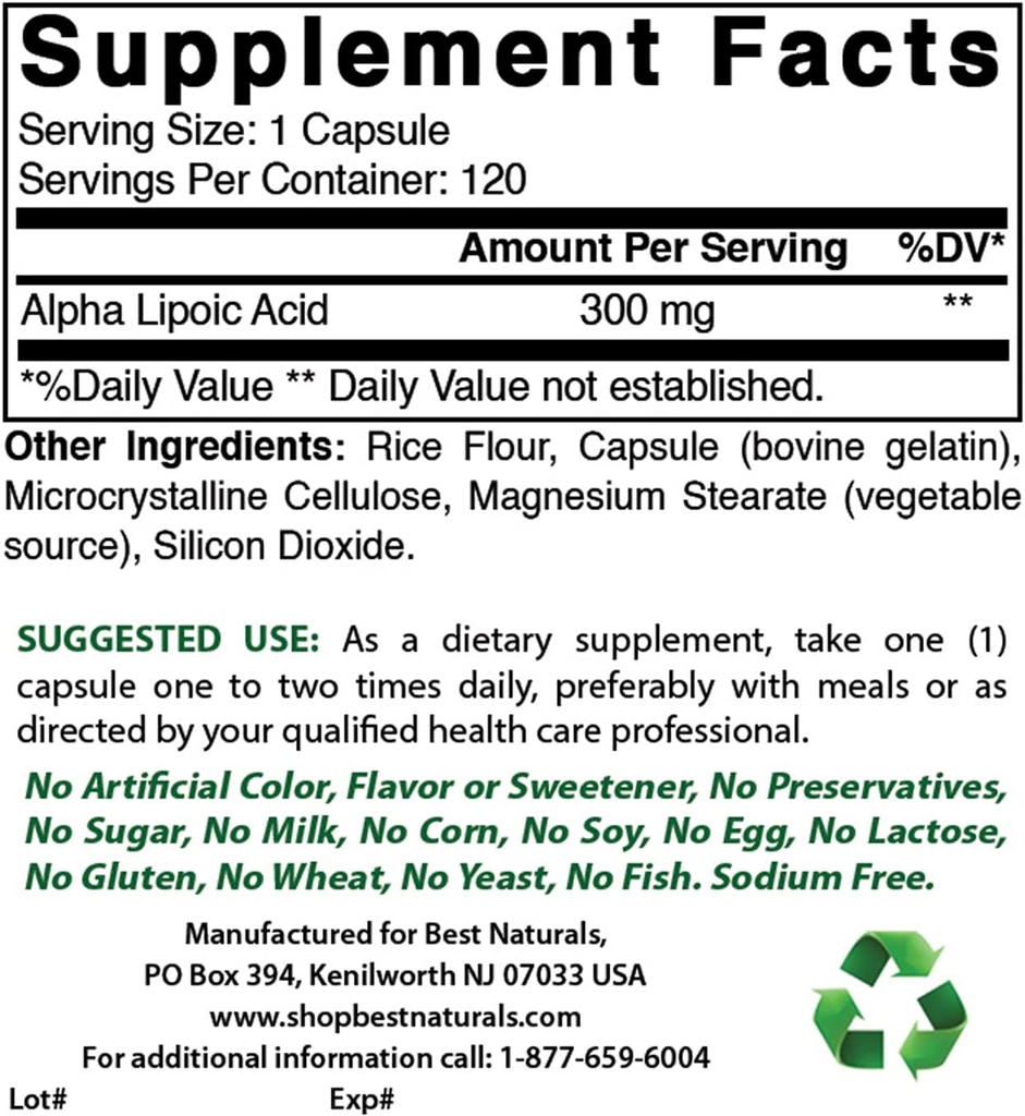 Best Naturals Alpha Lipoïnezuur 300 mg & COQ10 100 mg