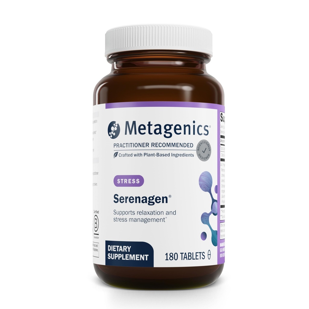 Metagenics Serenagen Supplement - Herbal Stress Management met Aziatische Ginseng & Chinese kruiden - Ondersteunt Kalmte, Focus, Energie & Sleep* - Niet-GMO, Glutenvrije, Vegetarische - 180 tabletten