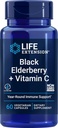 Life Extension Black Vlierberry + Vitamine C, Dagelijks Immune Ondersteuning van Vlierbessen & Vitamine C, Glutenvrij, Non-GMO, Vegetarisch, 60 Capsules